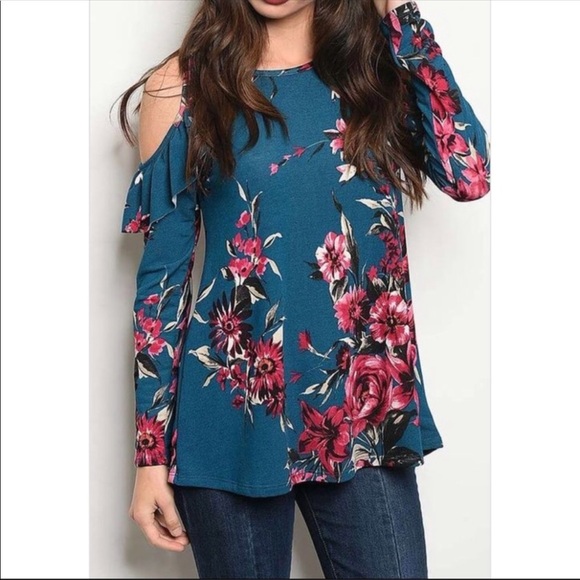 October Love Tops - 🆕❗️LAST 1❗️OCTOBER LOVE FLORAL COLD SHOULDER TOP